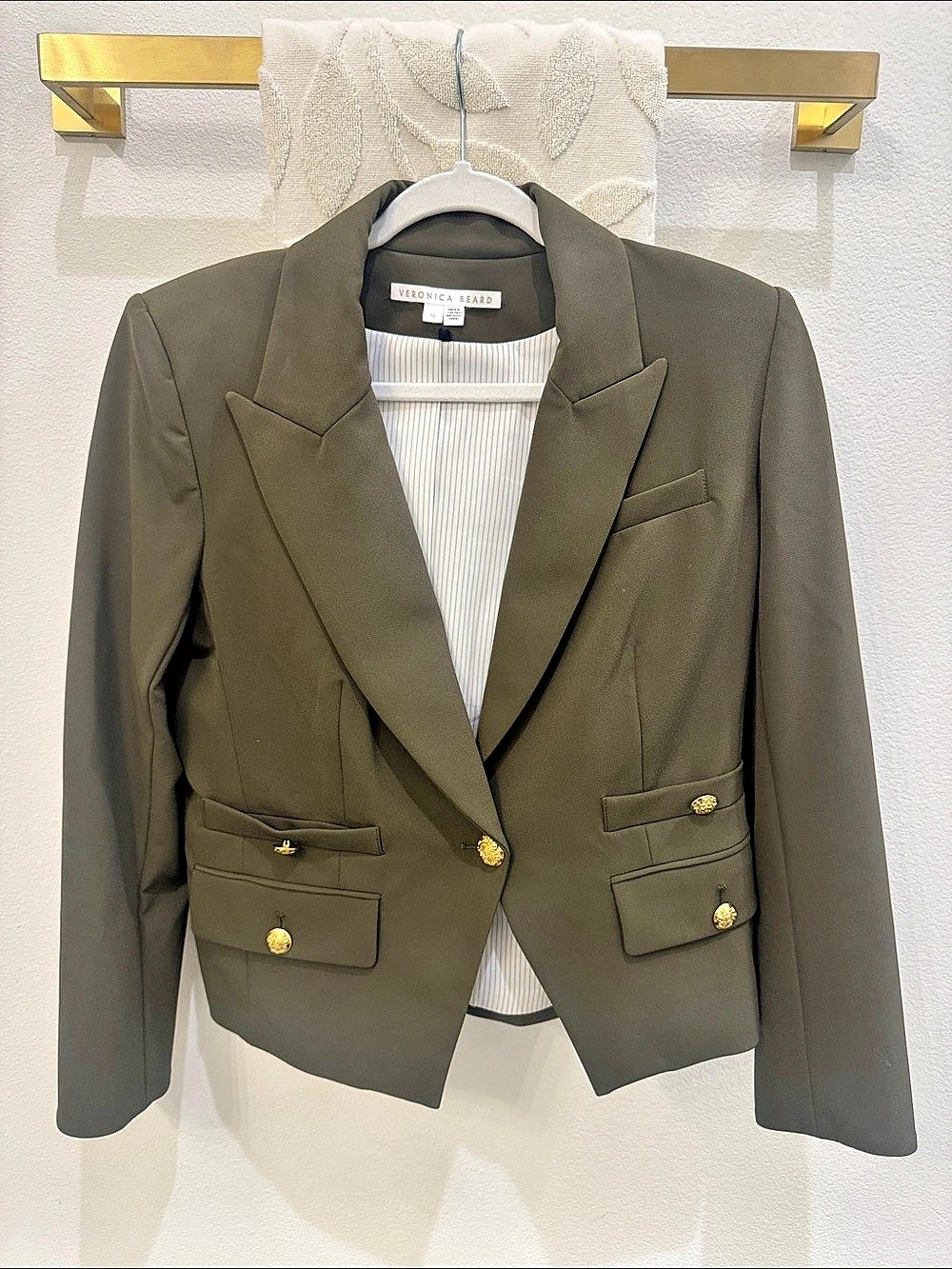 Veronica Beard Miller Dickey Jacket Olive Blazer Size 10